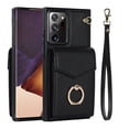 thumbnail image 1 of Mantto Wallet Case for Samsung Galaxy Note 20 Ultra, Card Slots Bag Magnetic Finger Ring Holder Kickstand Case with PU Leather Shockproof RFID Blocking Wrist Strap Handbag Cover,Black, 1 of 9