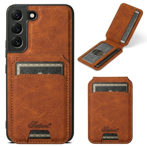 Mantto Wallet Case for Samsung Galaxy S22 Detachable Card Slots Flip Kickstand Purse Cover, Magnetic Case Compatible with MagSafe, Shockproof PU Leather Slim Case for Galaxy S22, Khaki