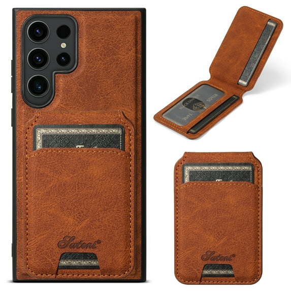 Mantto Wallet Case for Samsung Galaxy S22 Ultra Detachable Card Slots Flip Kickstand Purse Cover, Magnetic Case Compatible with MagSafe, Shockproof PU Leather Slim Case for Galaxy S22 Ultra, Khaki
