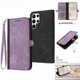 thumbnail image 1 of Mantto Wallet Case for Samsung Galaxy S22 Ultra, Premium PU Leather Flip Folio Case with Card Slots Holder Magnetic Clasp Detachable Wrist Strap Handbag Kickstand Glossy Cover,Purple, 1 of 9