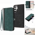 thumbnail image 1 of Mantto Wallet Case for Samsung Galaxy S22 Ultra, Premium PU Leather Flip Folio Case with Card Slots Holder Magnetic Clasp Detachable Wrist Strap Handbag Kickstand Glossy Cover,Darkgreen, 1 of 9