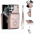 thumbnail image 1 of Mantto Wallet Case for Samsung Galaxy S23 Ultra, Accordion Purse Card Holder Case with Finger Ring Kickstand RFID Blocking Wrist Strap, Stylish PU Leather Shockproof Protection Phone Cover, Rosegold, 1 of 9