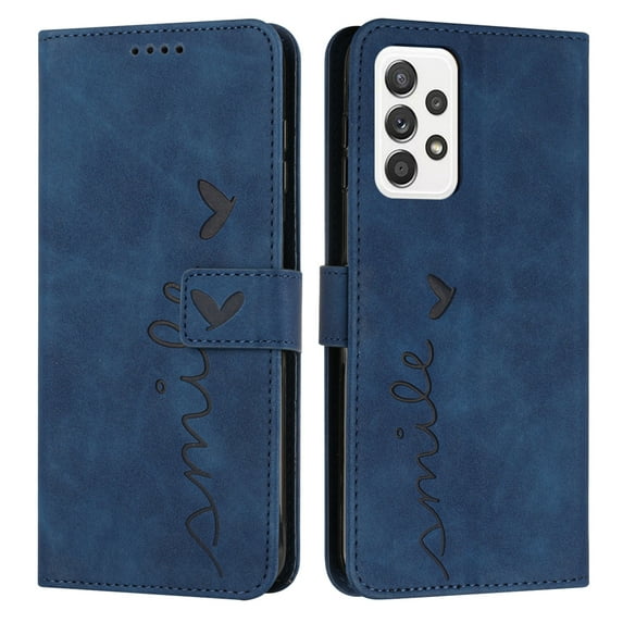 Mantto Wallet Case For Samsung S21 Plus Case, Magnetic Closure Heart Patterned Embossed PU Leather Kickstand Credit Card Holder Slots Wrist Strap Flip Folio Cover for Samsung Galaxy S21 Plus, Blue