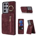 thumbnail image 1 of Mantto Wallet Case for Samsung S21 Ultra, Slim Premium Credit Card Slot, Zipper Wallet Case with Ring Holder Kickstand Leather Magnetic Flip Back Shockproof Cover for Samsung Galaxy S21 Ultra, Winered, 1 of 10