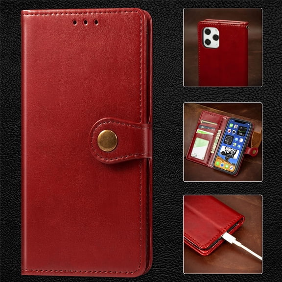 Mantto Wallet Case for iPhone 11 with Card Holder Slots, Folio Premium PU Leather Magnetic Flip Cover with Kickstand, Shockproof TPU Interior Case Compatible with Apple iPhone 11 6.1 inch, Red
