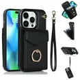 thumbnail image 1 of Mantto Wallet Case for iPhone 11 Pro Max with Kickstand Rotated Finger Ring Holder Bracket Case, PU Leather Card Slots Magnetic Case with RFID Blocking Protective Shockproof Wrist Strap Case,Black, 1 of 9