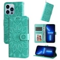 thumbnail image 1 of Mantto Wallet Case for iPhone 12 Pro Max Case with Card Slots Holder Kickstand Embossed PU Leather Magnetic Shockproof Cover with Wrist Strap For iPhone 12 Pro Max,Green, 1 of 7