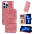 thumbnail image 1 of Mantto Wallet Case for iPhone 12 Pro Max Case with Card Slots Holder Kickstand Embossed PU Leather Magnetic Shockproof Cover with Wrist Strap For iPhone 12 Pro Max,Rosegold, 1 of 7