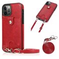 thumbnail image 1 of Mantto Wallet Case for iPhone 13 Pro 6.1", Crossbody Strap PU Leather Protective Handbag Card Holder Kickstand Detachable Shoulder Strap Back Phone Cover For iPhone 13 Pro,
Red, 1 of 10