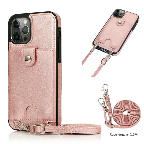 Mantto Wallet Case for iPhone 13 Pro 6.1", Crossbody Strap PU Leather Protective Handbag Card Holder Kickstand Detachable Shoulder Strap Back Phone Cover For iPhone 13 Pro,
Rosegold