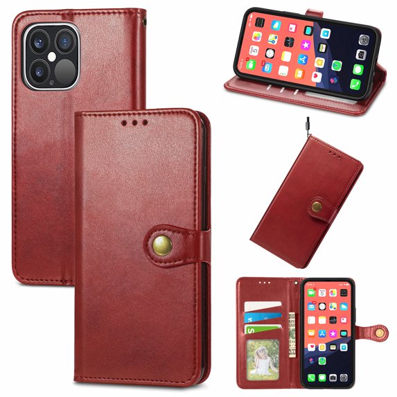 Mantto Wallet Case for iPhone 13 Pro Max with Card Holder Slots, Folio Premium PU Leather Magnetic Flip Cover with Kickstand, ShockProof TPU Interior Case Compatible with iPhone 13 Pro Max, Red