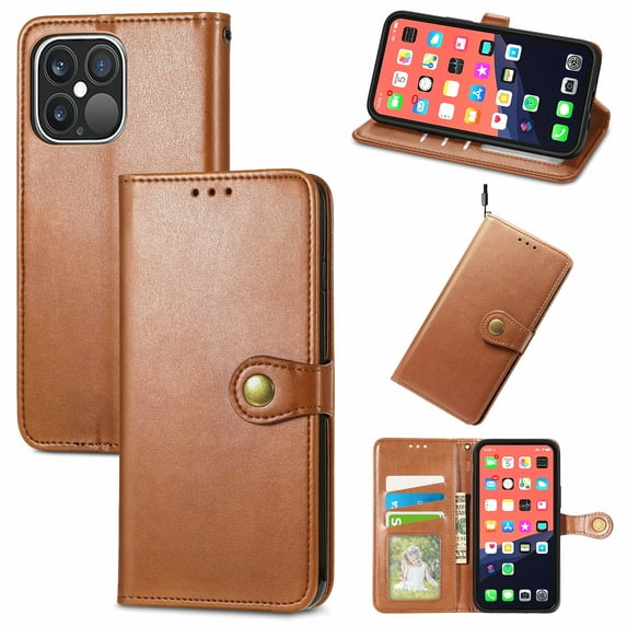 Mantto Wallet Case for iPhone 13 Pro Max with Card Holder Slots, Folio Premium PU Leather Magnetic Flip Cover with Kickstand, ShockProof TPU Interior Case Compatible with iPhone 13 Pro Max, Brown