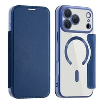 Mantto Wallet Case for iPhone 17 Pro Max,Compatible with Magsafe Charging,Luxury PU Leather Plating Magnetic Flip RFID Blocking Card Slots Phone Case with Anti-scratch Lens Film,Darkblue