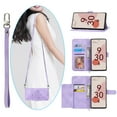 thumbnail image 1 of Mantto Wallet Crossbody Case for Google Pixel 7 Pro, Magnetic Flip Embossed Shoulder Strap & Short Hand Strap Wallet Card Slot PU Leather Case with Kickstand For Google Pixel 7 Pro, Purple, 1 of 16