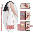 thumbnail image 1 of Mantto Wallet Crossbody Case for Google Pixel 7 Pro, Magnetic Flip Embossed Shoulder Strap & Short Hand Strap Wallet Card Slot PU Leather Case with Kickstand For Google Pixel 7 Pro, Pink, 1 of 16