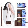 thumbnail image 1 of Mantto Wallet Crossbody Case for Samsung A13 5G, Magnetic Flip Embossed Shoulder Strap & Short Hand Strap Wallet Card Slot PU Leather Case with Kickstand for Samsung Galaxy A13 5G, Brown, 1 of 16