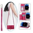 thumbnail image 1 of Mantto Wallet Crossbody Case for iPhone 13 Pro, Magnetic Flip Embossed Shoulder Strap & Short Hand Strap Wallet Card Slot PU Leather Case with Kickstand For iPhone 13 Pro, Winered, 1 of 16