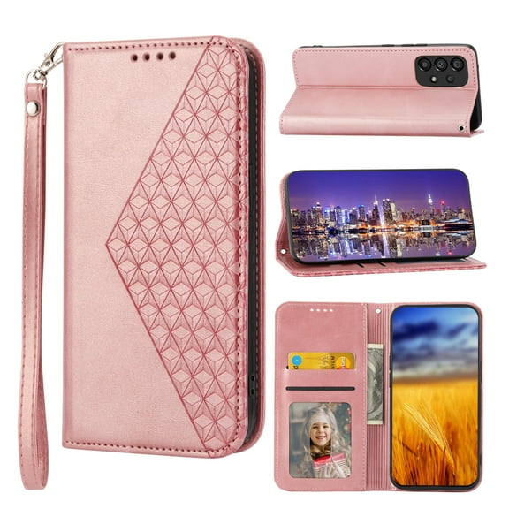 Mantto Wallet Phone Case for Samsung Galaxy A53 5G (6.5 inch),for Women Men,Premium PU Leather Magnetic Closure Flip Cover Credit Card Slots Kickstand Protective Case with Wrist Strap,Rosegold