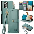 thumbnail image 1 of Mantto Zipper Wallet for Samsung Galaxy A53 5G,Durable PU Leather Heart Pattern Magnetic Clasp Folio RFID Blocking Credit Card Slots Flip Kickstand Shockproof Purse Phone Case with Wrist Strap,Green, 1 of 10