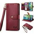 thumbnail image 1 of Mantto Zipper Wallet for Samsung Galaxy S23 FE,Durable PU Leather Heart Pattern Magnetic Clasp Folio RFID Blocking Credit Card Slots Flip Kickstand Shockproof Purse Phone Case with Wrist Strap,Red, 1 of 9