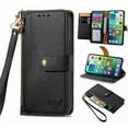 thumbnail image 1 of Mantto Zipper Wallet for Samsung Galaxy S24 Plus,Durable PU Leather Heart Pattern Magnetic Clasp Folio RFID Blocking Credit Card Slots Flip Kickstand Shockproof Purse Phone Case with Wrist Strap,Black, 1 of 11