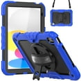 thumbnail image 1 of Mantto for iPad 10th Generation Case 10.9" 2022, Built in-Screen Protector with Pencil Holder/360 Rotation Stand-Shoulder Strap-Heavy Duty Shockproof Rugged Soft Silicone Protective Case, Blue, 1 of 7