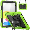 thumbnail image 1 of Mantto for iPad 10th Generation Case 10.9" 2022, Built in-Screen Protector with Pencil Holder/360 Rotation Stand-Shoulder Strap-Heavy Duty Shockproof Rugged Soft Silicone Protective Case, Green, 1 of 7