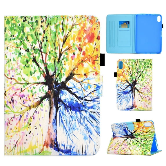 Mantto iPad 10th Generation Case 10.9", Cute Patterned Slim Multi-Angle Viewing Folio Magnetic Stand Wallet Card Slot with Auto Sleep Wake Smart Cover for 10.9” iPad 10th Gen 2022, Colorful Tree