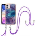 thumbnail image 1 of Mantto for iPhone 11 Case, with Lanyard Adjustable Strap, Marble Pattern Soft TPU Bumper Hard PC Back Shockproof Protective Glossy Stylish Durable Phone Case for Women Girls,Purple, 1 of 7