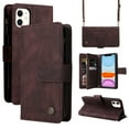 thumbnail image 1 of Mantto iPhone 11 Cover, Wallet Card Slot Crossbody/Shoulder Strap + Wristlet Strap Magnetic Flip Premium PU Leather Zipper Pocket With Kickstand For Apple iPhone 11,
Brown, 1 of 18