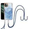 thumbnail image 1 of Mantto for iPhone 11 Pro Max Case, with Lanyard Adjustable Strap, Marble Pattern Soft TPU Bumper Hard PC Back Shockproof Protective Glossy Stylish Durable Phone Case for Women Girls,Blue, 1 of 7