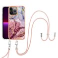 thumbnail image 1 of Mantto for iPhone 12/12 Pro Case, with Lanyard Adjustable Strap, Marble Pattern Soft TPU Bumper Hard PC Back Shockproof Protective Glossy Stylish Durable Phone Case for Women Girls,Rose-carmine, 1 of 7