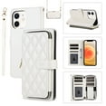 thumbnail image 1 of Mantto for iPhone 12/12 Pro Wallet Case,Crossbody Phone Case PU Leather Zipper with Wrist Strap & Shoulder Strap Flip Cover Credit Card Holder Magnetic Shockproof Protective Case,White, 1 of 12