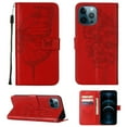 thumbnail image 1 of Mantto iPhone 12 Pro Case, Magnetic Folio Butterfly Patterned Wallet Case, PU Leather with Wrist Strap Credit Card Holder Slots Kickstand Protective Cover For iPhone 12 Pro, Red, 1 of 15