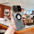 thumbnail image 1 of Mantto for iPhone 12 Pro Clear Magnetic Case with Glitter Sparkle Paper Camera Lens Protector, Plating Rugged PC Shockproof Cover for Women Girls, Compatible with MagSafe Wireless Charging,Silver, 1 of 8