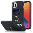 thumbnail image 1 of Mantto for iPhone 12 Pro Max 6.7 inch Back Case,Luxury PU Leather Soft TPU Card Slots with Ring Bracket Shockproof Anti-Drop Slim Phone Cover.For iPhone 12 Pro Max,Black, 1 of 8