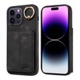 thumbnail image 1 of Mantto for iPhone 12 Pro / iPhone 12 6.1" PU Leather Wallet Case with Ring Holder Bracket, TPU Shockproof Credit Card Slots Holder Magnetic Buttons Cover, Full Corners Shockproof Protective Case,Black, 1 of 16