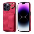 thumbnail image 1 of Mantto for iPhone 12 Pro / iPhone 12 6.1" PU Leather Wallet Case with Ring Holder Bracket, TPU Shockproof Credit Card Slots Holder Magnetic Buttons Cover, Full Corners Shockproof Protective Case,Red, 1 of 16