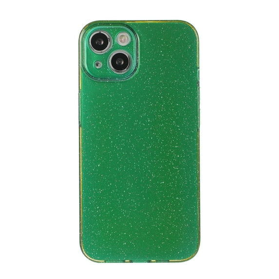 Mantto for iPhone 13 6.1 Inch Sweet Cute Blingbling Case for Girls Women Ladies, Ice Crystal Jelly Glitter Shining Soft TPU Shockproof Cover Case for iPhone 13, Darkgreen