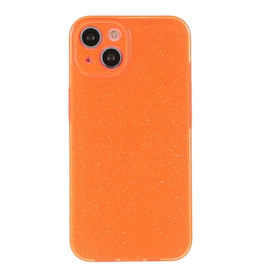 Mantto for iPhone 13 6.1 Inch Sweet Cute Blingbling Case for Girls Women Ladies, Ice Crystal Jelly Glitter Shining Soft TPU Shockproof Cover Case for iPhone 13, Orange