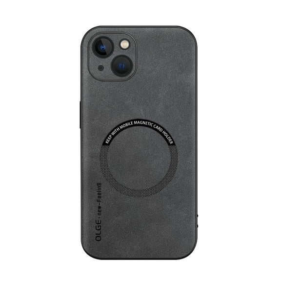 Mantto for iPhone 13 Case Compatible with MagSafe Charging, Vegan PU Leather Slim Classic Luxury Elegant Thin Drop Protection Protective Cover for iPhone 13, Gray