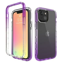 Mantto iPhone 13 Mini Case, 360 Full Body Cover Clear Bumper Protection Case - Shock Proof edges Slim Hybrid Back Silicone Rubber TPU Bumper Gradient Phone Case for iPhone 13 Mini - Purple