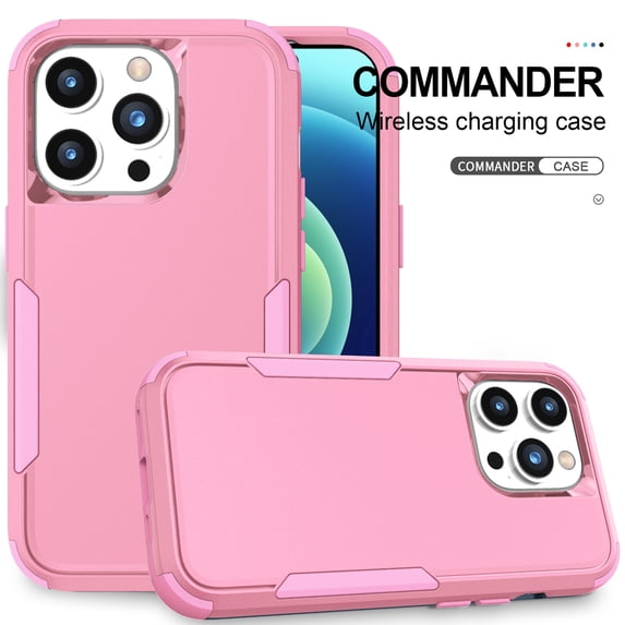 Mantto for iPhone 13 Pro Case, Heavy Duty Shockproof Drop Protective Hybrid 3 Layer Full Body Rugged Military Grade Protection Hard PC Phone Cover For iPhone 13 Pro, Pink