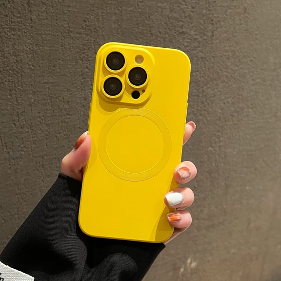 Mantto for iPhone 13 Pro, Liquid Silicone Flexible Slim Shockproof Phone Cover [Anti-Scratch] [Drop Protection][Compatible with MagSafe] Candy Pure Color For iPhone 13 Pro, Yellow
