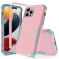 thumbnail image 1 of Mantto for iPhone 13 Pro Max Case, Heavy Duty Shockproof Drop Protective Hybrid 3 Layer Full Body Rugged Military Grade Protection Hard PC Phone Cover For iPhone 13 Pro Max, Pink/Green, 1 of 5