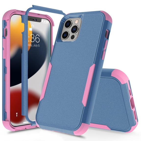 Mantto for iPhone 13 Pro Max Case, Heavy Duty Shockproof Drop Protective Hybrid 3 Layer Full Body Rugged Military Grade Protection Hard PC Phone Cover For iPhone 13 Pro Max, Royalblue/Pink