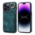 thumbnail image 1 of Mantto for iPhone 13 Pro PU Leather Wallet Case with Ring Holder Bracket, TPU Shockproof Credit Card Holder Magnetic Buttons Cover, Full Corners Protective Phone Case, Green, 1 of 16