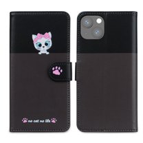 Mantto for iPhone 13 Wallet Case with Wrist Strap,Cute Animal Pattern PU Leather Magnetic Clasp Folio Flip Kickstand Credit Card Slots & Cash Pocket Shockproof Slim Phone Case,Darkgray