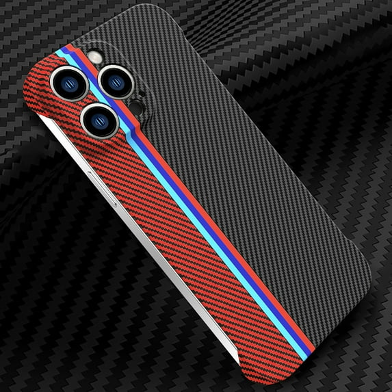 Mantto for iPhone 14 Plus 6.7 inch Slim Borderless Case,with Camera Lens Protector,Shockproof Lightweight Fashion Carbon Fiber Pattern No Frame Ultra Thin Anti-Scratch PC Frameless Phone Case,F
