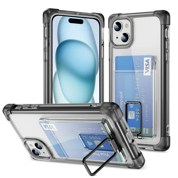 Mantto for iPhone 14 Plus Case Wallet Clear Protective Phone Case with Credit Card Holder Heavy Duty Four Corner Protection Shockproof Anti-Scratch Anti-Yellow Cover for iPhone 14 Plus, Black